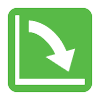 green square with downward trending arrow inside it